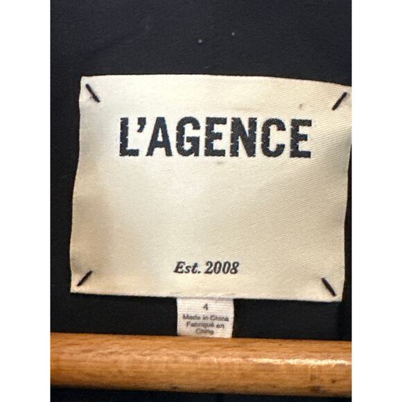 L’AGENCE Kenzie Black & Ivory Tweed Double-Breasted Blazer Size 4 - Picture 4 of 11